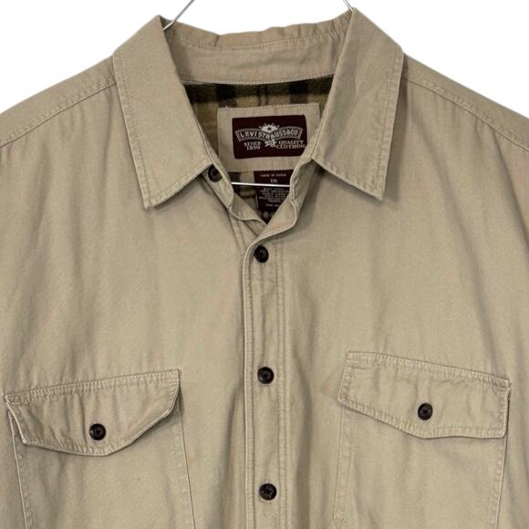 Levis Canvas Chore Jacket Khaki Tan Flannel Lined 2XL Shacket Barn Coat Workwear - Picture 2 of 16